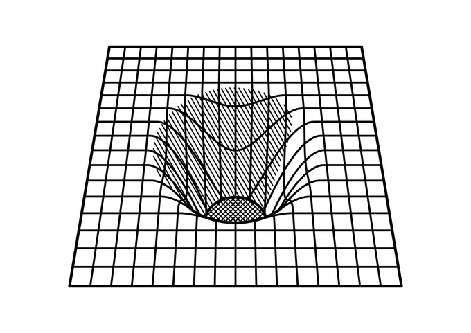 Ausmalbild: Gitter mit Loch als optische Täuschung