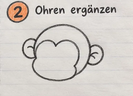 Der Affenkopf mit zwei runden Ohren und je einem Bogen darin.