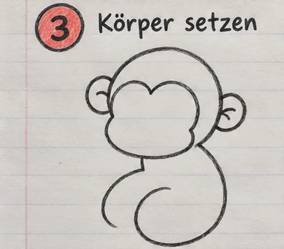 Der Affe mit rundem, sitzendem Körper und einem gebogenen Bein unter dem Kopf.