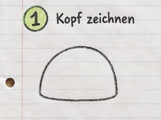 Ein großer Halbkreis mit flacher Unterseite als Kopf des Dinos.
