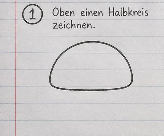 Ein großer, runder Pilzhut als Halbkreis mit gebogenem Rand.