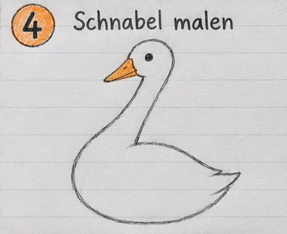 Die Gans mit orangefarbenem, keilförmigem Schnabel am Kopf.
