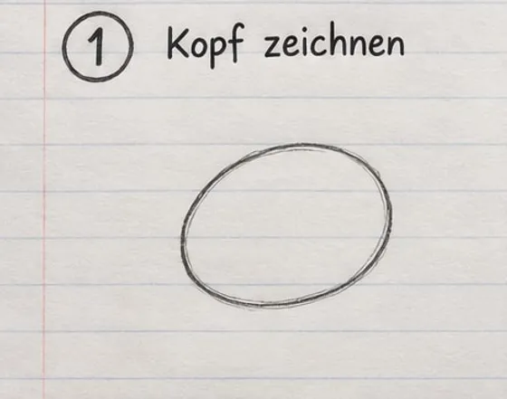 Feld 1: ein schräges Oval als Hasenkopf.