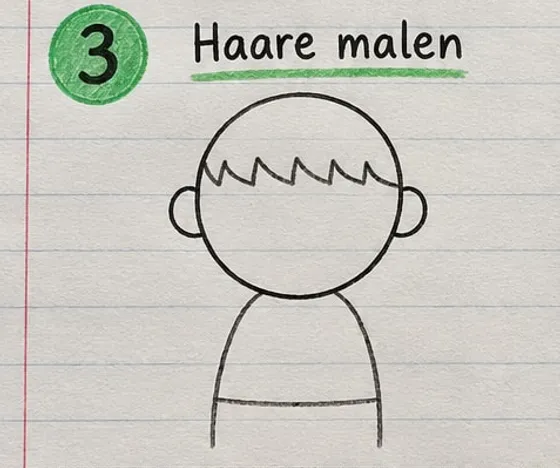 Kopf mit zackigem Pony und zwei Ohren, darunter der Oberkörper.