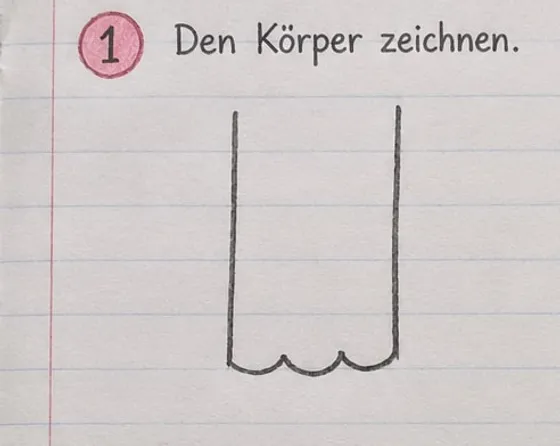 Zwei senkrechte Linien mit einer Wellenlinie aus drei Bögen unten.