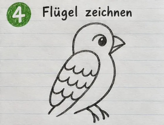 Der Papagei mit großem Flügel aus drei Federreihen und zwei greifenden Füßen.