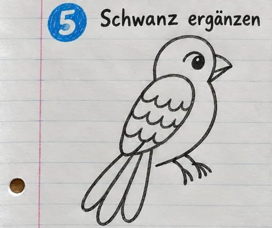 Der Papagei mit zwei langen, schmalen Schwanzfedern.