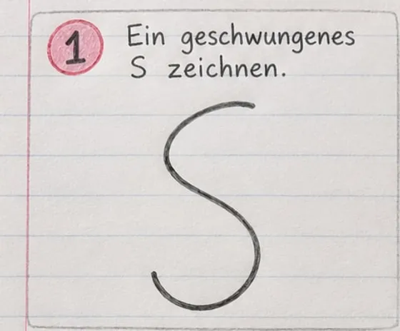 Ein großes, geschwungenes S als erste Linie.