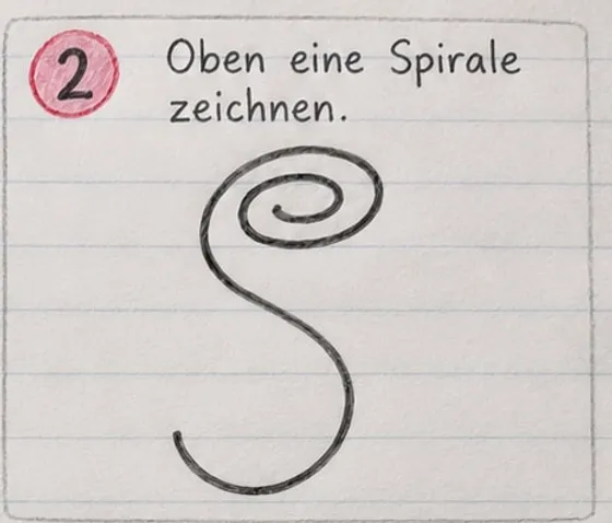 Das S mit einer Spirale am oberen Ende.