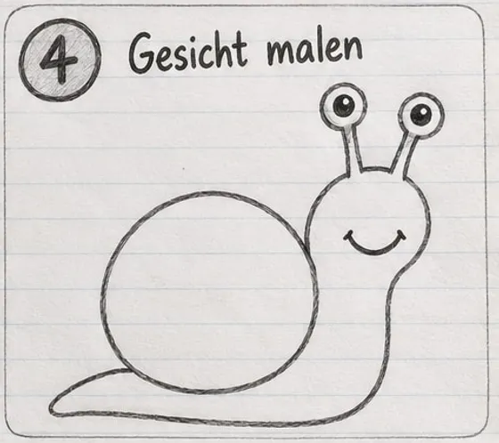 Feld 4: Die Schnecke mit einem lächelnden Mund.