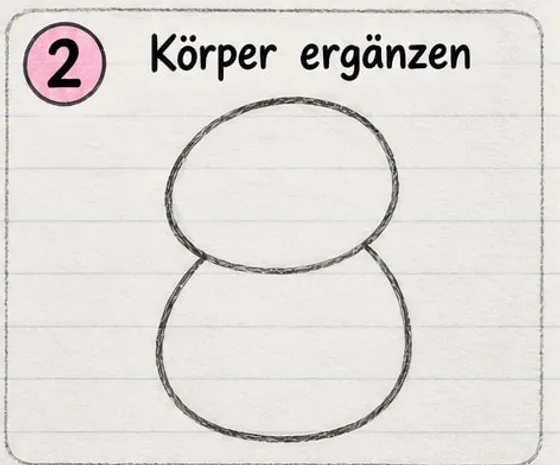 Kopf-Oval mit einem zweiten, runden Oval darunter als Körper.