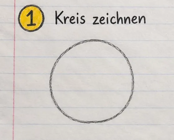 Ein großer Kreis in der Mitte des Feldes.